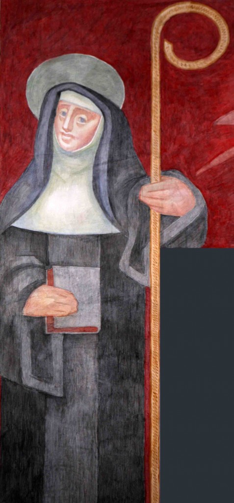 image of St Scholastica from Fresco at St Benedict's Abbey, Atchison
